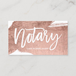 Notary typography rose gold brushstroke minimalist business card