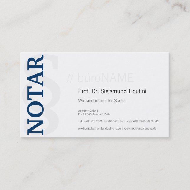 Notary Visitenkarte Business Card (Front)