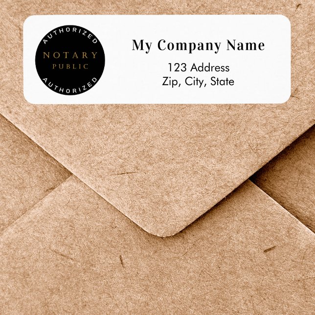 Notary white black business return address label (Creator Uploaded)