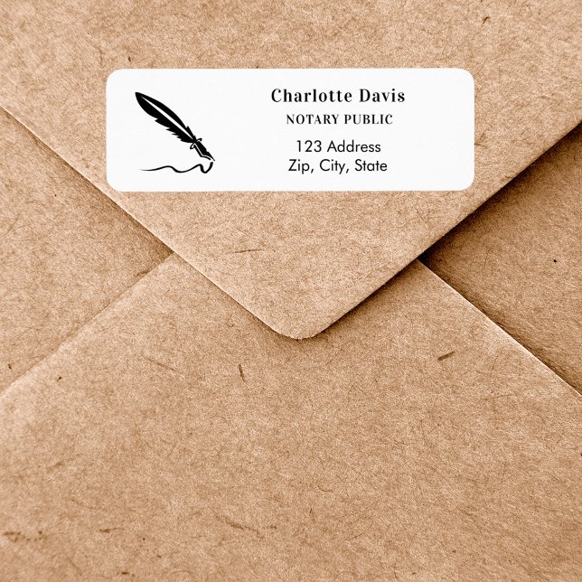 Notary white black pen return address label (Creator Uploaded)