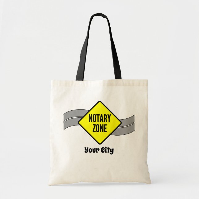 Notary Zone Yellow Road Sign Customised City Tote Bag (Front)