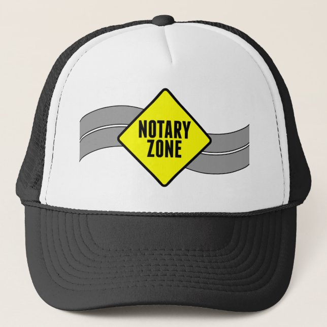 Notary Zone Yellow Road Sign Trucker Hat (Front)