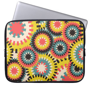 notched wheels seamless pattern in multicolor vint laptop sleeve