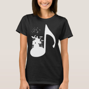 Note Birds Drummer Design T-Shirt