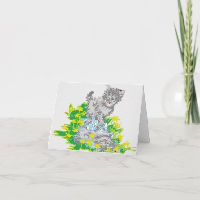 Note Blank Greeting Card /Kitten (Front)