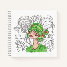Note Book Green Flapper Girl