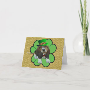 Note Card Basset Hound Happy St.Patrick's Clover