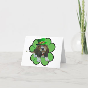 Note Card Basset Hound Happy St.Patrick's Clover