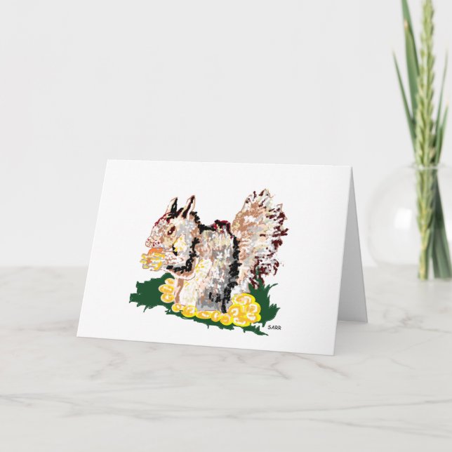 Note Card Blank inside : Squirrel Eating Nutes (Front)