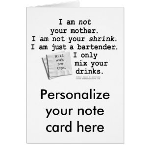 Note Card - I'M A BARTENDER