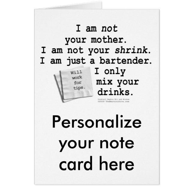 Note Card - I'M A BARTENDER (Front)