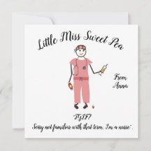 Note Card Little Miss Sweet Pea - Nurse