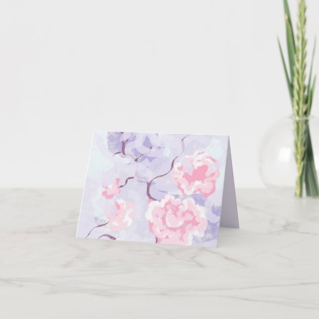 Note Card : Pink Roses within a Winter Wonderland  (Front)