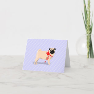 Note Card - Pug Dog with Red Ribbon