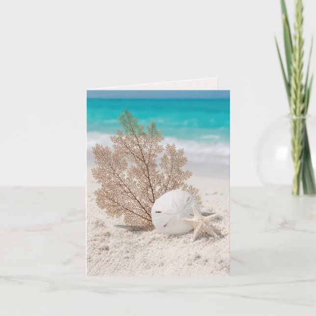 Note Card Sea Fan With Sand Dollar and Starfish (Front)