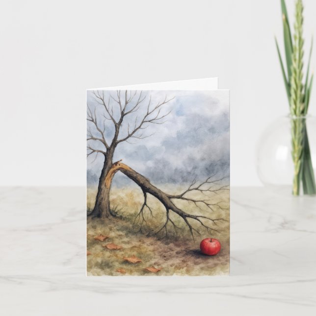 Note Card Watercolor Broken Apple Tree  (Front)