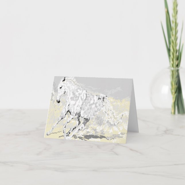 Note Card White Stallion in Motion (Front)