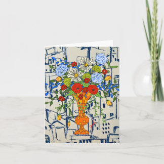Note Card with a colourful vase of flowers!