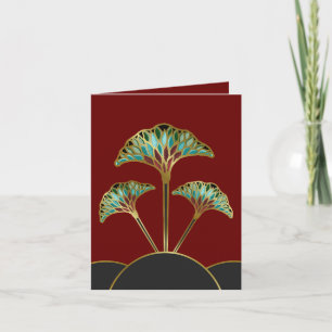 Note Card with Art Deco Ginkgo Leaves