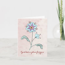 Note Card With Blue Whimsical Flower