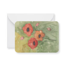 note card with hand-painted poppy flowers