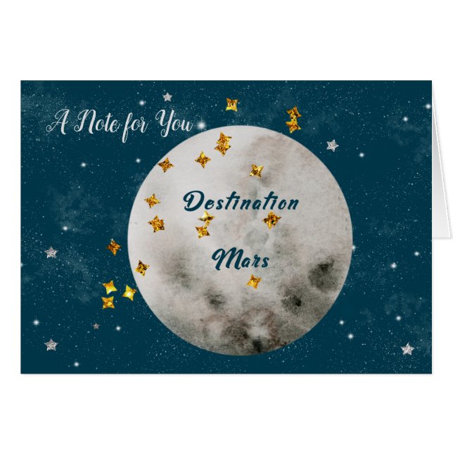 Note Card with Planet Mars (Front Horizontal)