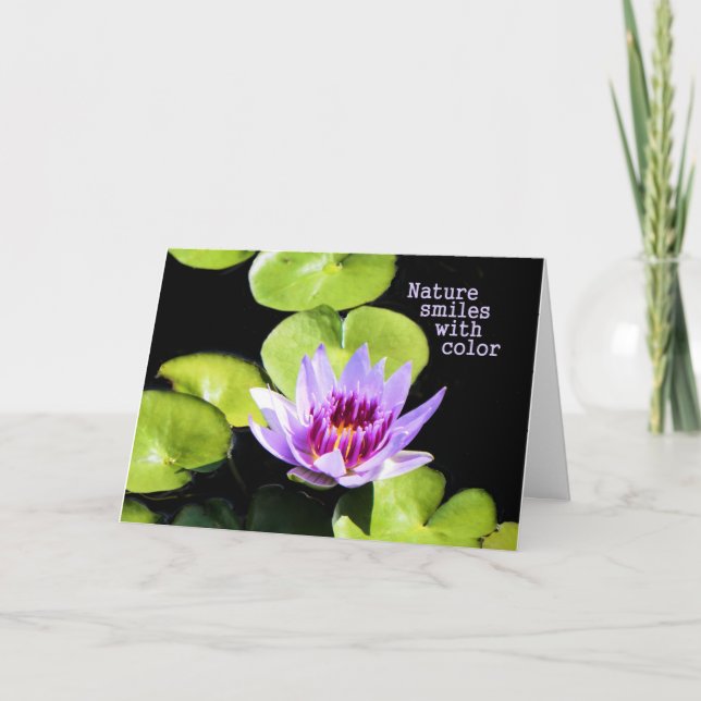 Note Card with Purple Water Lily (Front)