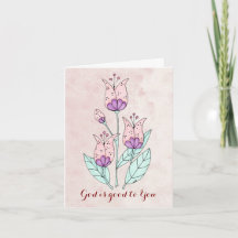 Note Card with Whimsical Tulips