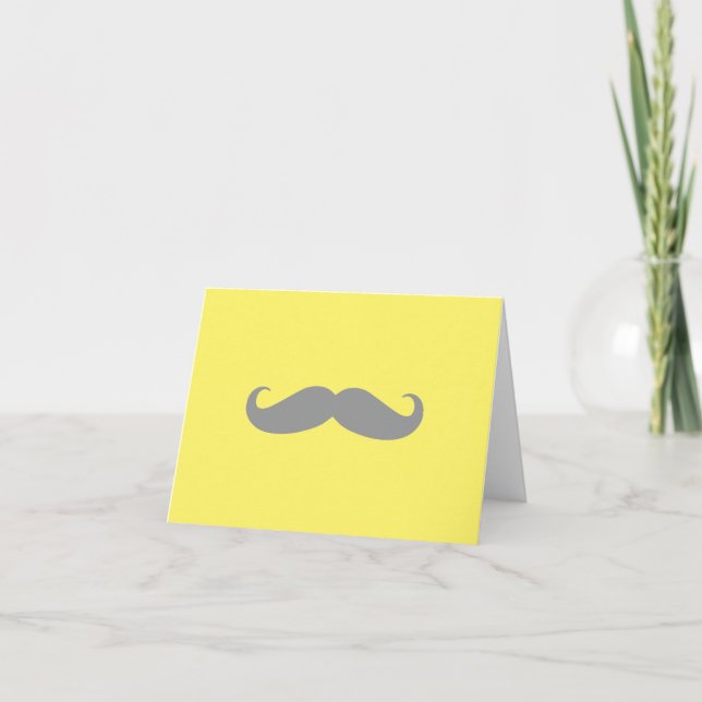 Note Card - Yellow with Gray Mustache (Front)