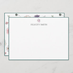 Note Cards Elegant Flat Modern Botanical Flower
