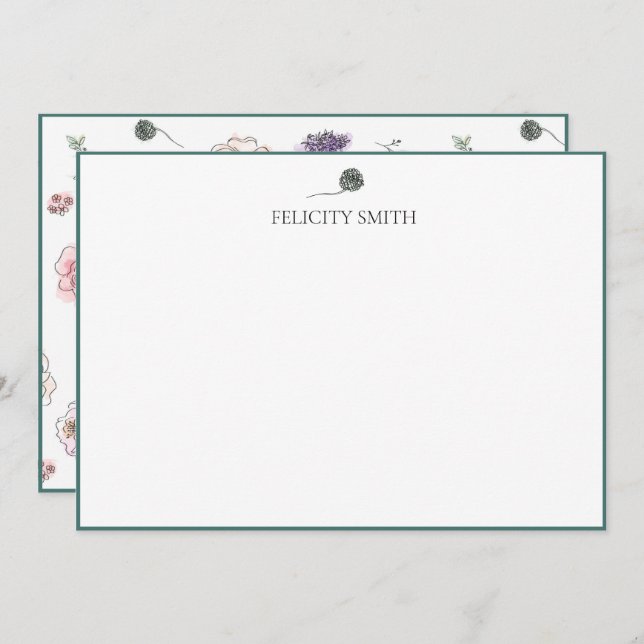 Note Cards Elegant Flat Modern Botanical Foliage (Front/Back)
