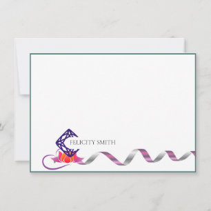 Note Cards Elegant Flat Modern Logo Botanical Pink