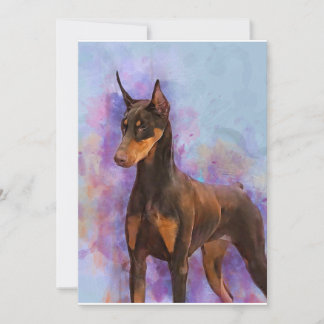 Note Cards - Red Doberman on Watercolor Background