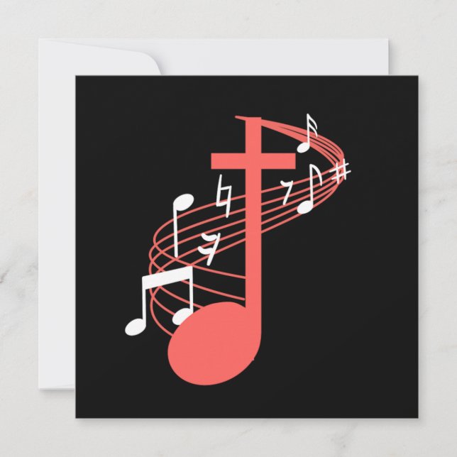 Note Cross Clef Church Choir Choral Music Chorus G Invitation (Front)