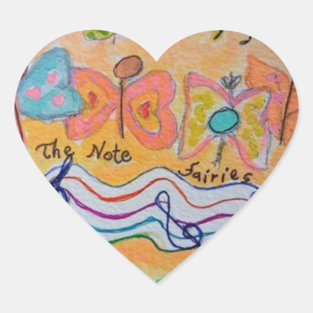 note fairies heart sticker (Front)
