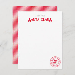 Note From Santa Claus Official NICE List Approved Card