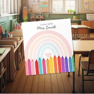 Note From Teacher Crayon Rainbow Notepad
