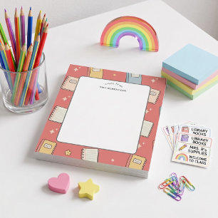 Note from Teacher Orange Book Pattern Notepad