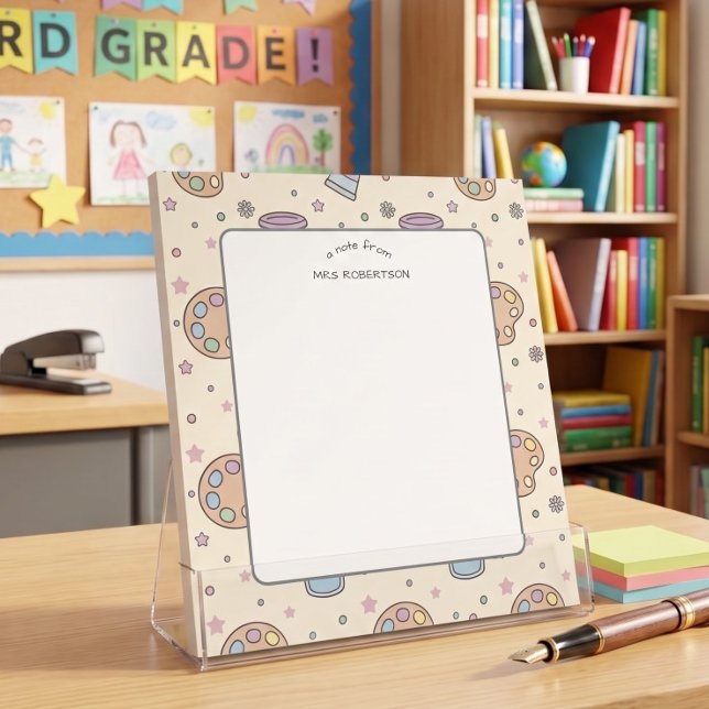 Note from Teacher Pastel Art Pattern Notepad (Creator Uploaded)