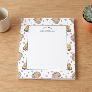 Note from Teacher Pastel Car Pattern Notepad