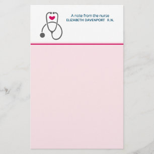 Note from the Nurse Stethescope and Heart Stationery