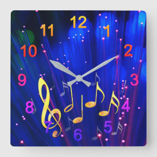 Note keys with notes square wall clock