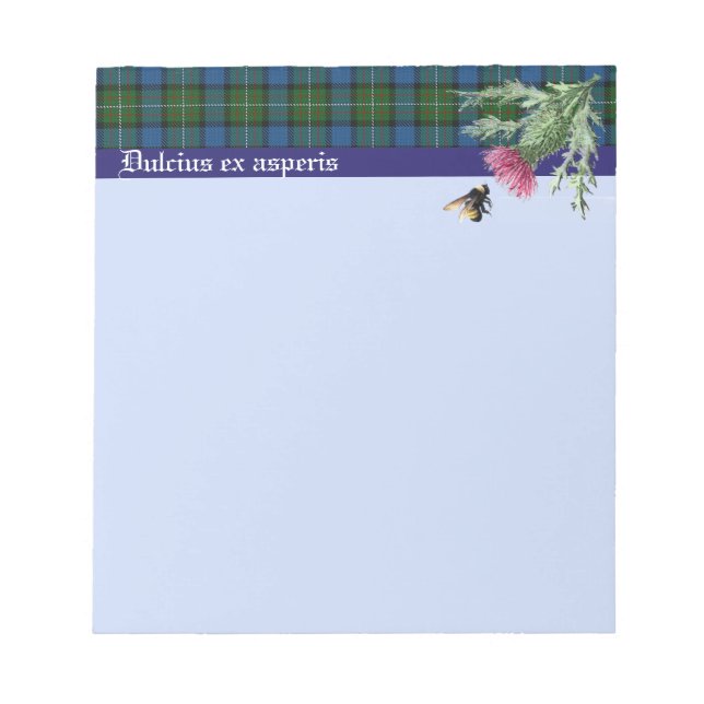 note pad with Ferguson Clan Motto. Bee and Thistle (Front)