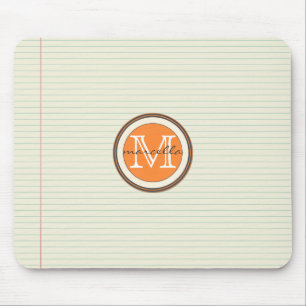 Note Paper Background Orange Monogram Mouse Pad