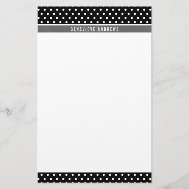NOTE PAPER mini polka dot pattern black white grey (Front)
