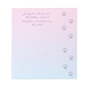Note Paper with Cat Paw Prints