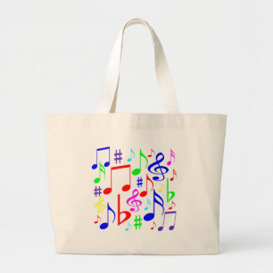 note rainbow large tote bag