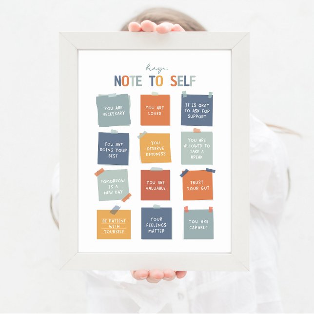 Note to Self  18"X24" Poster (note to self, mental health, daily reminders, note to self, self care poster, mental health boho)