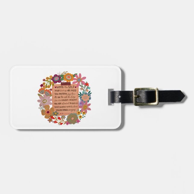 Note to Self – Floral Affirmations Luggage Tag (Front Horizontal)