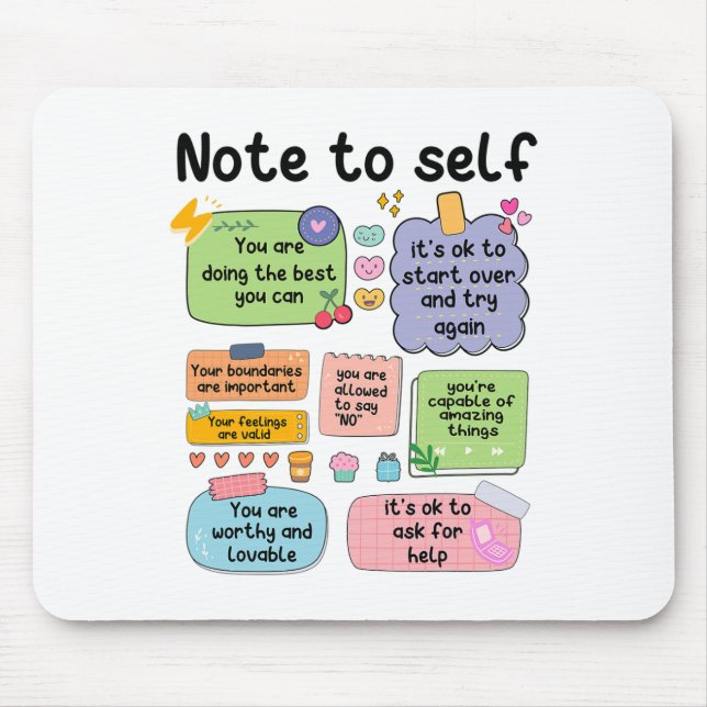 Note To Self Mental Health School Psychologist 1  Mouse Pad (Front)